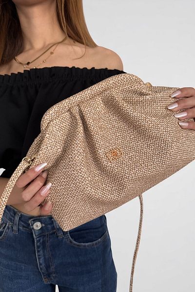 Classbag Дамска чанта клъч с каишка от норка и ракита