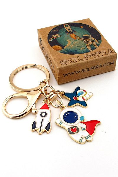 Solfera Astronaut Space Rocket Star Keychain Bag Ornament Charm Kc374