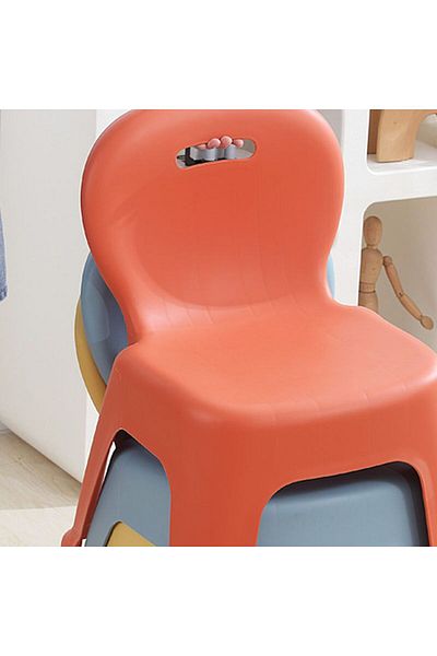 rexa Trendy Solid Color Utility Stool with Amber Color Polymer Seat, Nestable, Legs Base, and Back