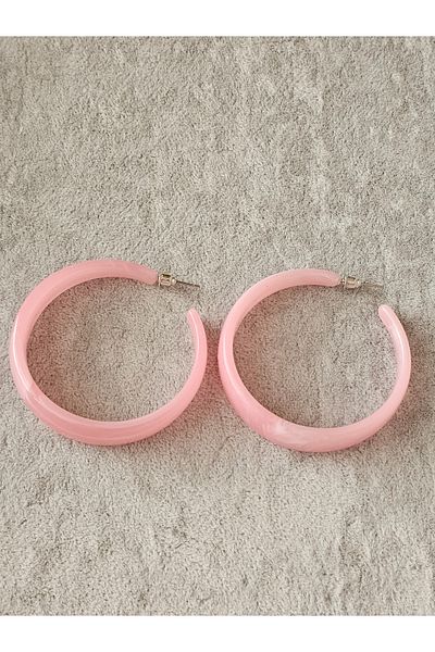 SiestaAccessories Pink Color Acrylic Hoop Earrings