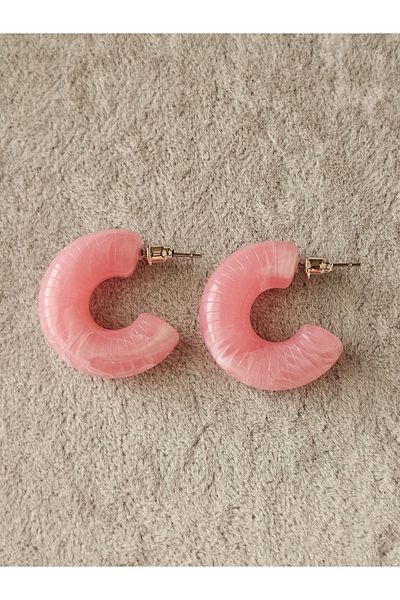 SiestaAccessories Pink Color Acrylic Hoop Earrings