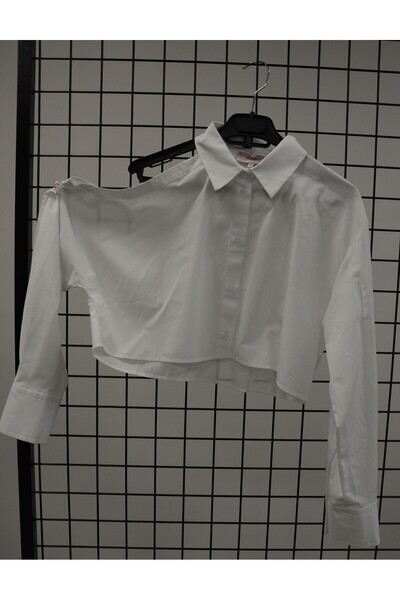 Hunny beyaz crop gömlek