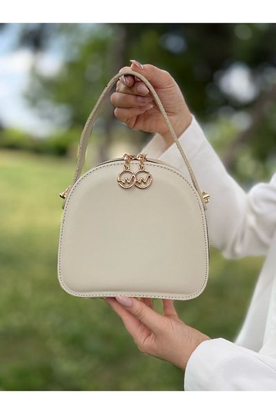 DEV 3 ADAM Nçs Cream Compartment Adjustable Strap Simple and Stylish Box Model Women's Cross Shoulder and Handbag Bag