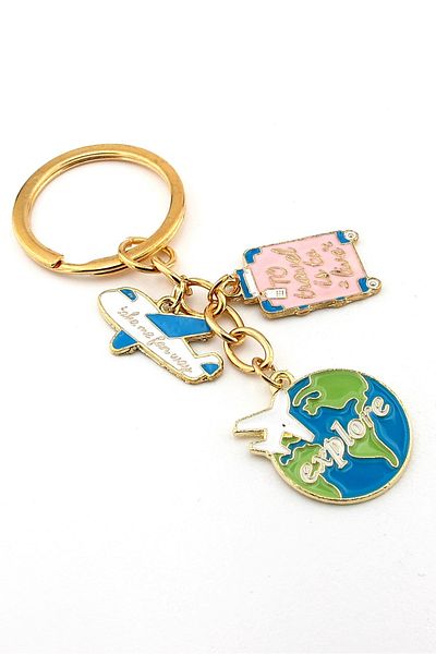 Solfera Traveling Airplane Suitcase Luggage Travel Keychain Bag Ornament Charm Kc375