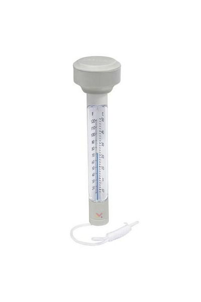 OEM Termometru plutitor cu snur pentru masurarea temperaturii apei din piscine, 19 x 5 cm, Alb