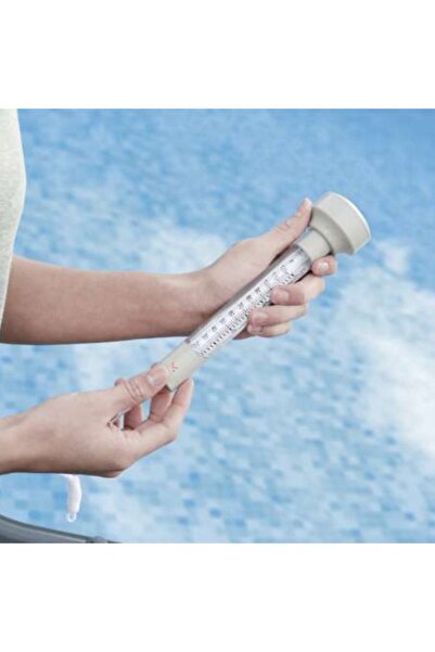 OEM Floating thermometer with string for measuring water temperature in swimming pools, 19 x 5 cm, White