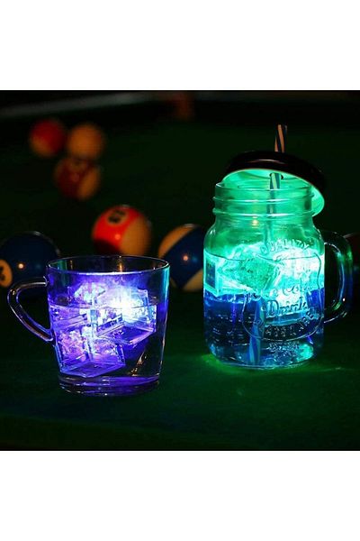 direkstoktan Led Lighted Ice Cubes 12 Pieces Rgb / Light-Up Led Water Activated Ice Cubes for Drinks 12 Pack