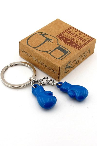 Solfera Boxing Gloves Sports Kick Boxing Blue Color Metal Keychain Kc357