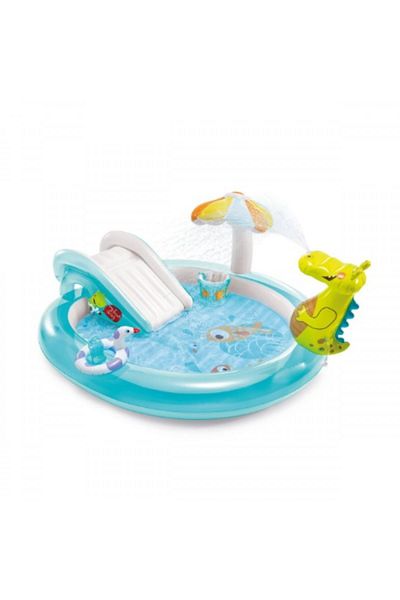 DRSELL Inflatable Dinosaur Play Center – Pool 333x229x112 cm, Integrated Slide