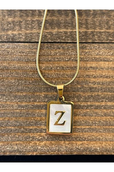 Rupen Kraft 316 L Surgical Steel Moire Plate Z Letter Steel Necklace Stainless No Tarnish