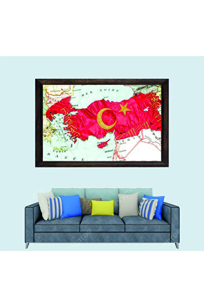 Lioncraft Türkiye Sınır Haritası Çerçeveli Duvar Tablosu 20x30 cm