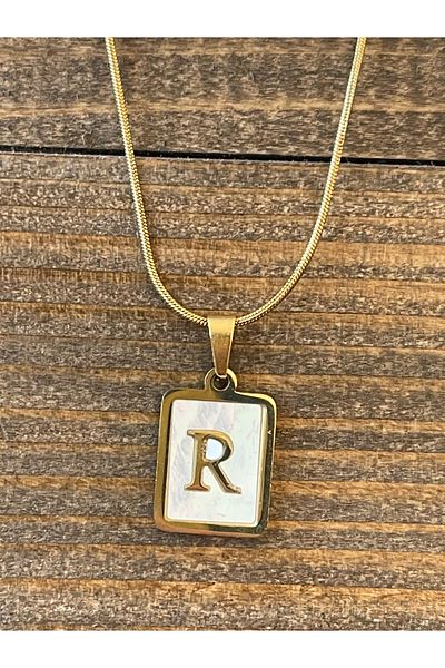 Rupen Kraft 316 L Surgical Steel Moire Plate R Letter Steel Necklace Stainless No Tarnish