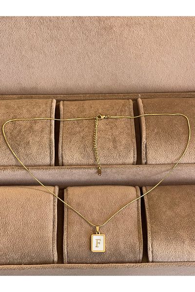 Rupen Kraft 316 L Surgical Steel Moire Plate F Letter Steel Necklace Stainless No Tarnish