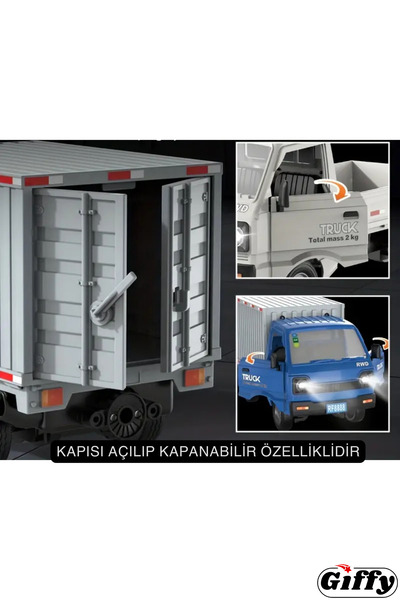 giffy Uzaktan Kumandalı RC Kamyonet ,Buhar Atan, Şarjlı, Ses Efektli, Işıklı, Kapıları Açılan, 2.4 GHZ