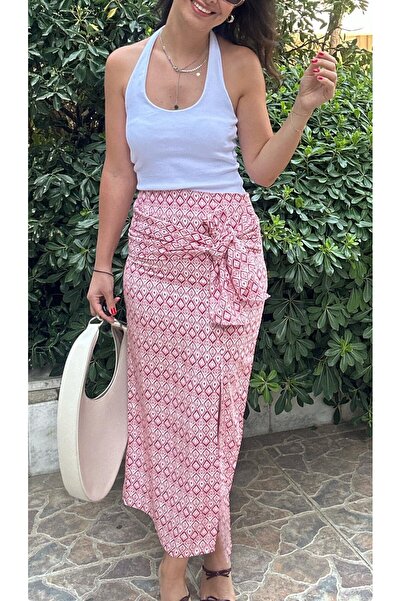 LaSorella Butik KADIN KETEN YIRTMAÇLI ETEK