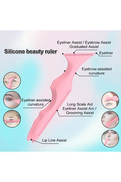 OEM Multifunctional 5-in-1 silicone template for eye, face, eyebrow, lip makeup, Pink
