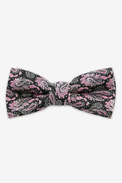 SIRRI Boy's Shawl Patterned Bow Tie - Black & Pink 2-13 Years - 4X9Cm