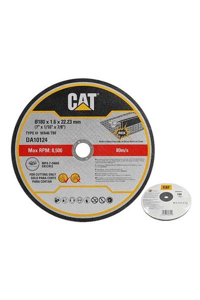 Caterpillar CAT DA10123 Abrasive Flat Metal & INOX Cutting Disc Ø180 7" x 1.6mm 5pcs
