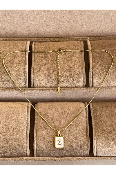 Rupen Kraft 316 L Surgical Steel Moire Plate Z Letter Steel Necklace Stainless No Tarnish