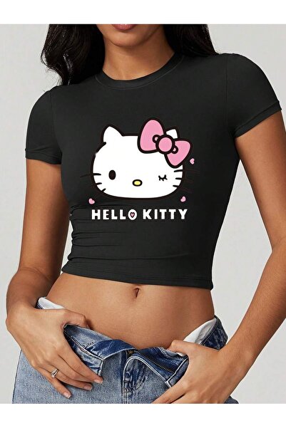 OVER HEAD Tricou Crop pentru femei Hello Kıty Printed Baby Tee
