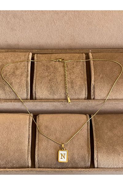 Rupen Kraft 316 L Surgical Steel Moire Plate N Letter Steel Necklace Stainless Tarnish Free