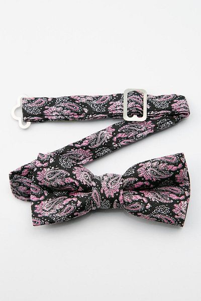 SIRRI Boy's Shawl Patterned Bow Tie - Black & Pink 2-13 Years - 4X9Cm