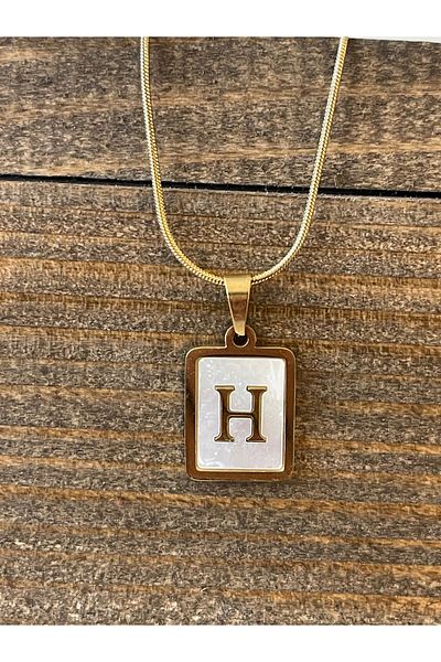 Rupen Kraft 316 L Surgical Steel Moire Plate H Letter Steel Necklace Stainless Tarnish Free