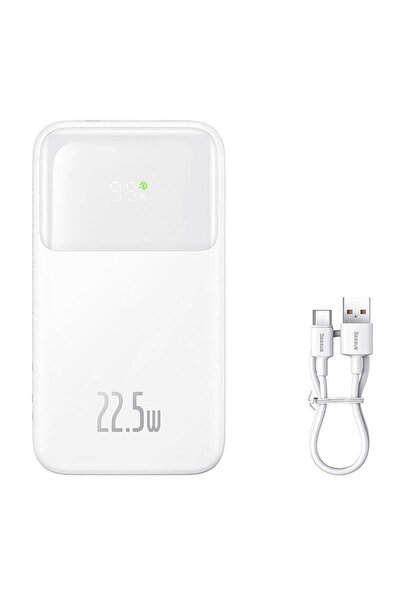 Baseus Baseus Comet portable external battery, 10000 mAh, Display, 22.5W, USB-C cable included (White)