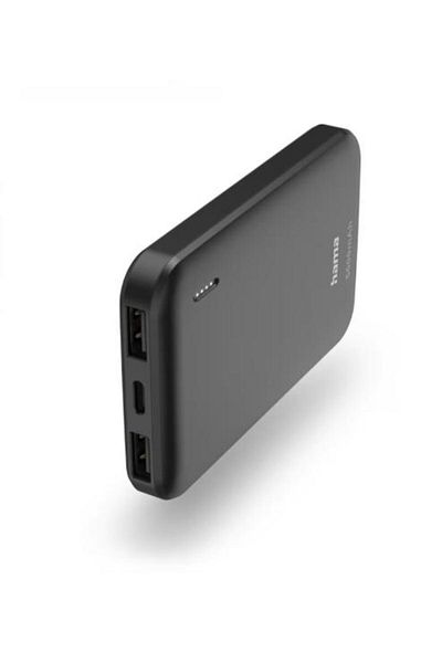 Hama HAMA "Pocket 5" Power Pack external battery, 5000 mAh, Outputs: 2x USB-A (Black)