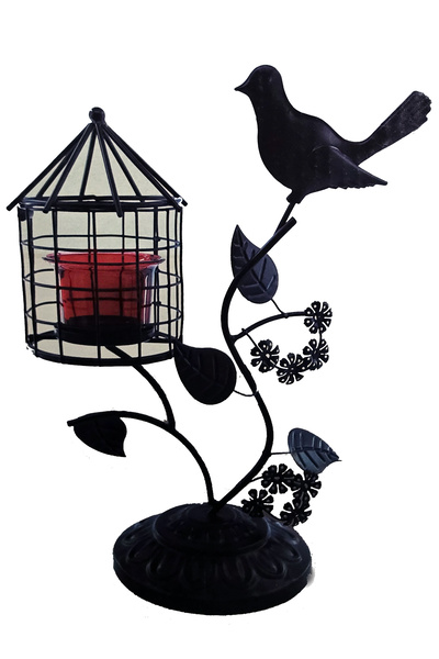 Touch Me 2 Adet Dekoratif Metal Mumluk Kuş Figürlü Ferforje Siyah - Birdcage ...