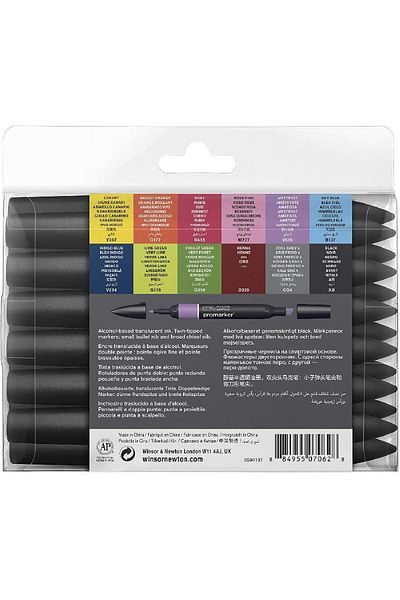 Winsor Newton Pro Marker Set 1 – 13‑Color Graphic Art Marker (Twin‑Tip)