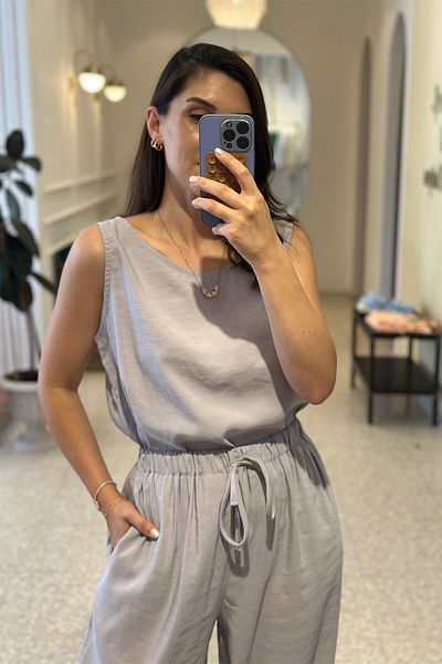 Unique Boutique Gray Modal Fabric Bottom Top Set