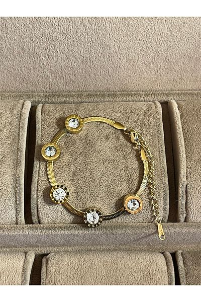 Rupen Kraft 316 L Surgical Steel Polished Zircon Stone Stainless Tarnish Free Steel Bracelet