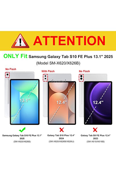 m.tk moveteck Samsung Galaxy S10 Fe Plus 13.1 inç Kılıf Smart Akıllı Uyku Modlu 360 Kapak+Ekran Koruyucu Cam+Kalem