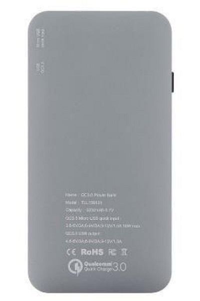 TELLUR Tellur TLL158131 external battery, 5000 mAh, 3.0A, 3 in 1 cable (Gray)