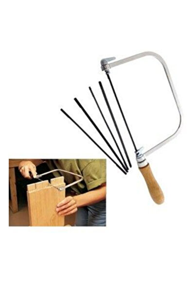 abnturk 30 cm Ahşap Saplı Mini Kıl Testere, Yedekler ile 5 Bıçaklı 17 cm