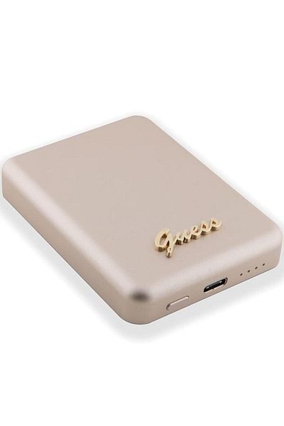 Guess Guess wireless external battery, 5000mAh, 15W, Magsafe, 1xUSB-C, Battery indicator (Gold)