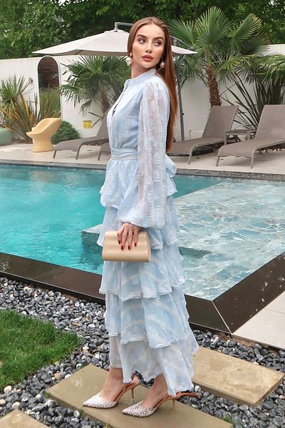 Elbee Fashion Woman Long Flounce Dress