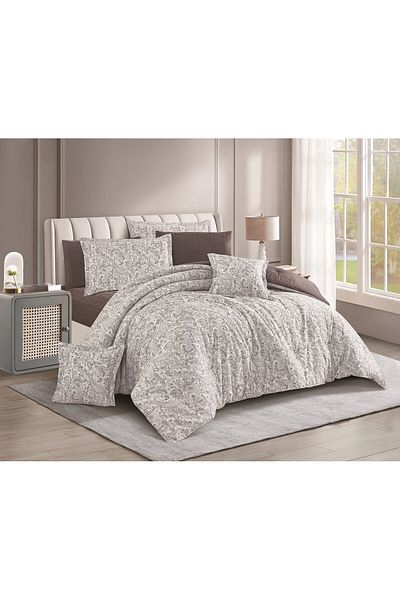 Levore Evelyne-037 100% Cotton 4-Piece Comforter Set, Modern and Distinctive Floral Pattern, Double Sided