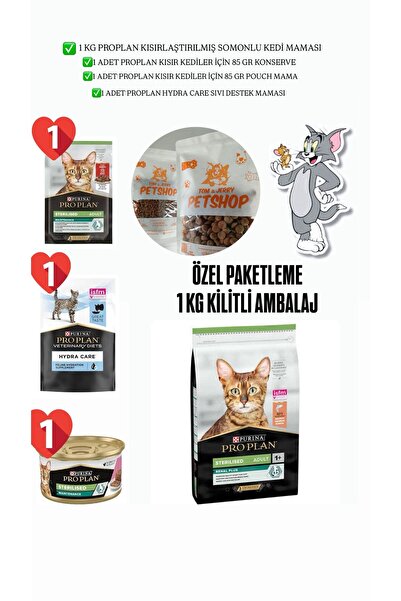 Pro Plan TOM&JERRYPETSHOP -PROPLAN KISIRLAŞTIRILMIŞ KEDİLER İÇİN 1 KG KURU MAMA VE YAŞ MAMA SETİ