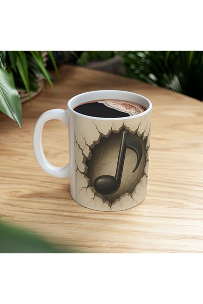 sıradışıhediyem Music Mug Cup Musical Note Mug Cup Gift for Friend 3 D Mug Birthday Gift
