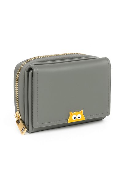 zetus Gray Women's Wallet with Cat Detail