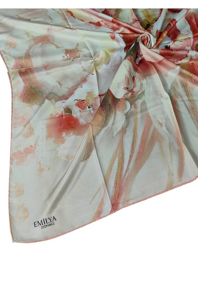 mim eşarp Κασκόλ Emilya Rayon με λουλούδια 90x90 cm