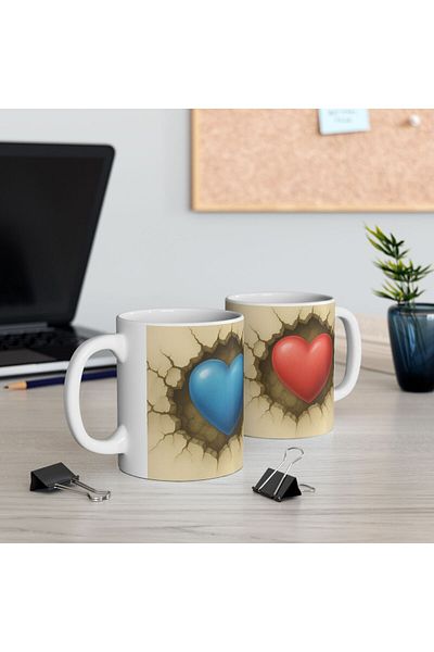sıradışıhediyem 2Pcs Lover Mug Cup Love Mug Cup Gift for Lover 3 D Looking Mug Gift for Couples