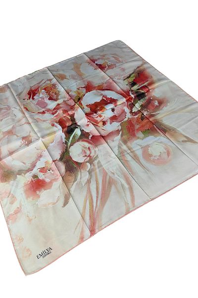 mim eşarp Κασκόλ Emilya Rayon με λουλούδια 90x90 cm