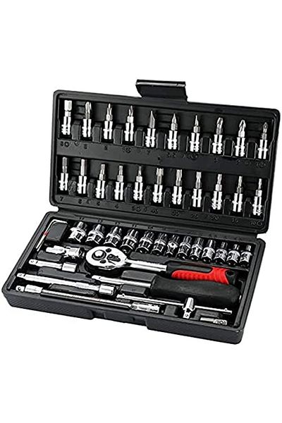 Stanley 46pcs/set Socket Ratchet Torque Wrench Extension Bar Drill Bits Automobiles Repair Tools Kit Multifu