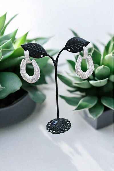 Öze Aksesuar Vip Evening Earrings Complete Jeweler Handworked Anti-Tarnish Jewelry Sallant Wedding Engagement Prom Cube