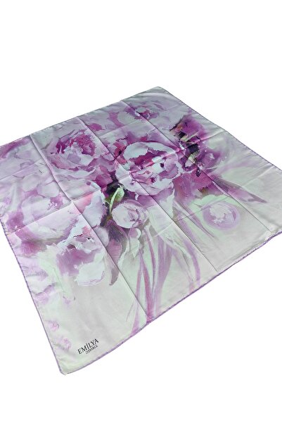 mim eşarp Κασκόλ Emilya Rayon με λουλούδια 90x90 cm