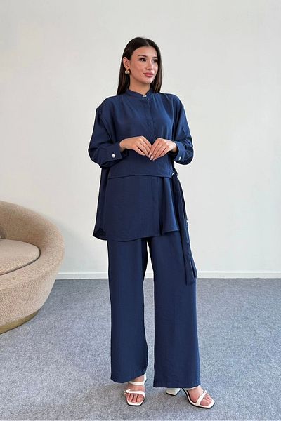 DEFNECE BUTİK Shirt Suit with Tie Detail