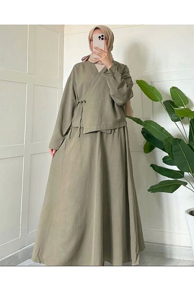 DEFNECE BUTİK Kimono Linen Skirt Suit